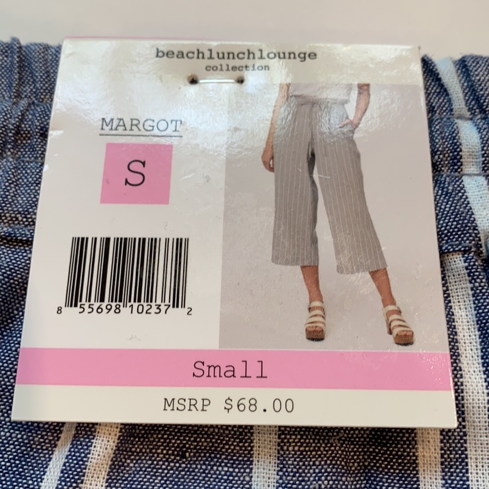 BeachLunchLounge Small Stripe Margot Pull On Crop Pants D21 - Picture 4 of 11